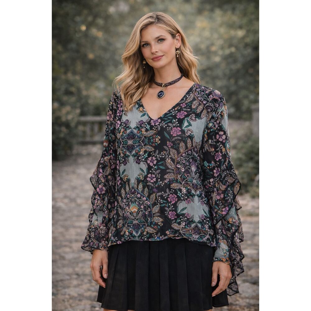 Ethereal Romantic Womens Top XL Bell Sleeve Fairy Boho Whimsigoth Whimsical